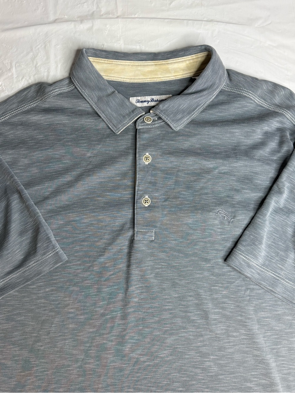 Tommy Bahama Mens XL Gray Polo Shirt Short Sleeve Embroidered Logo